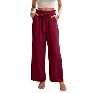 NWT Women's Burgundy Wide-Leg Pants